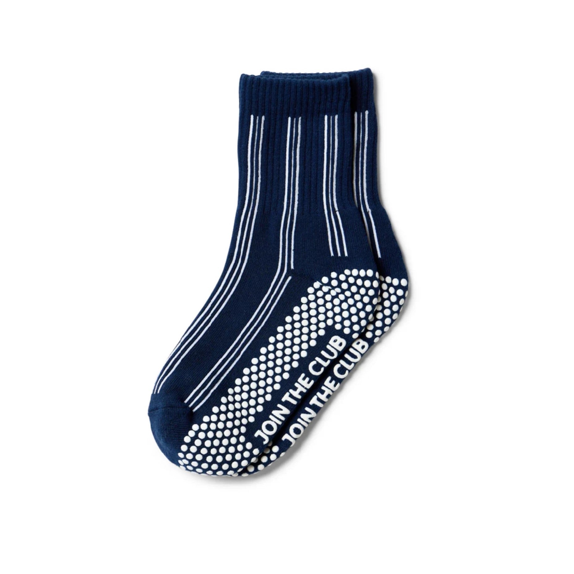 Pinstripe Crew Grip Socks - Blue - (Barre / Pilates)