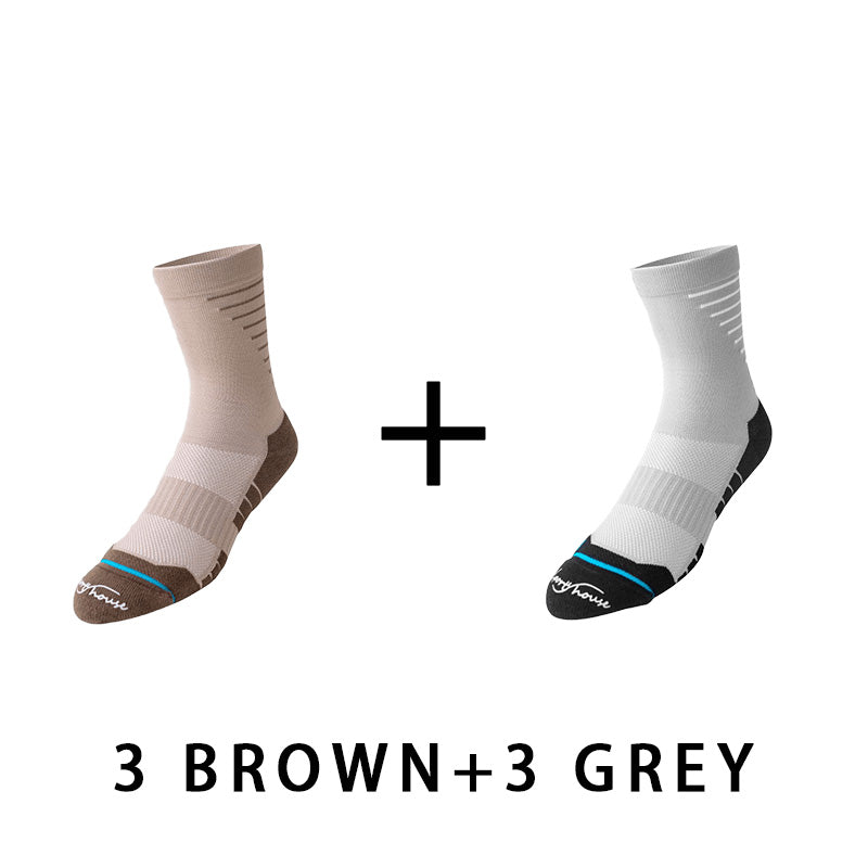 Breathable Men's Mid-calf Cycling Socks(6 pairs）