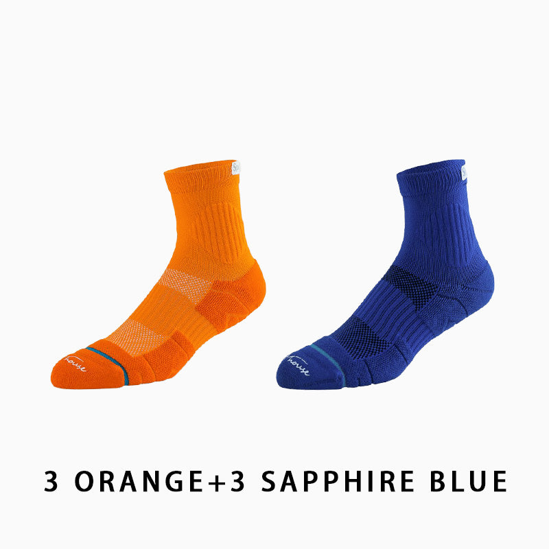 Men's Mid-calf Towelling Sole Running Socks(6 pairs）