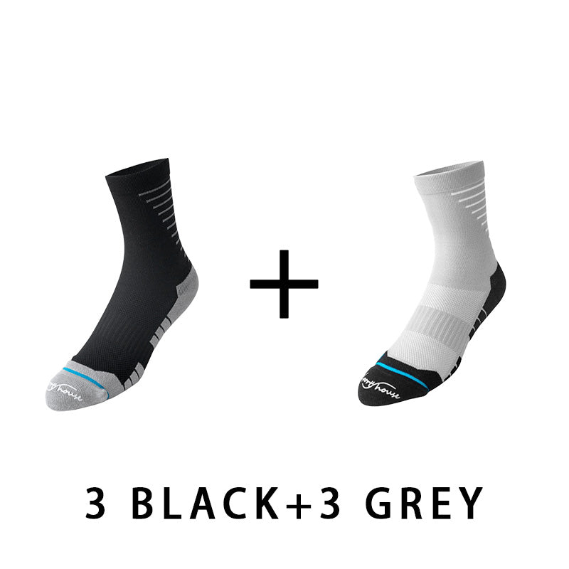 Breathable Men's Mid-calf Cycling Socks(6 pairs）