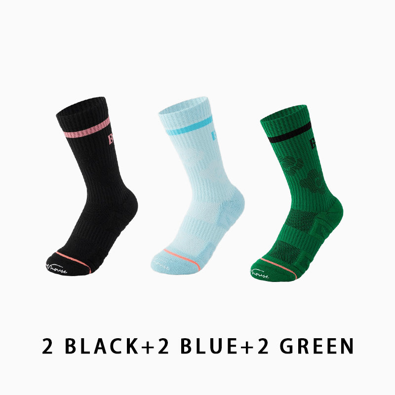 Women Breathable Mid-calf Running Socks(6 pairs）