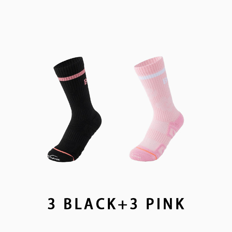 Women Breathable Mid-calf Running Socks(6 pairs）