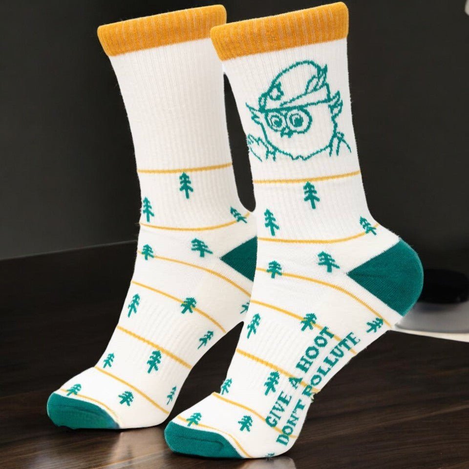 "Give A Hoot" Don't Pollute Woody Owl Unisex Socks