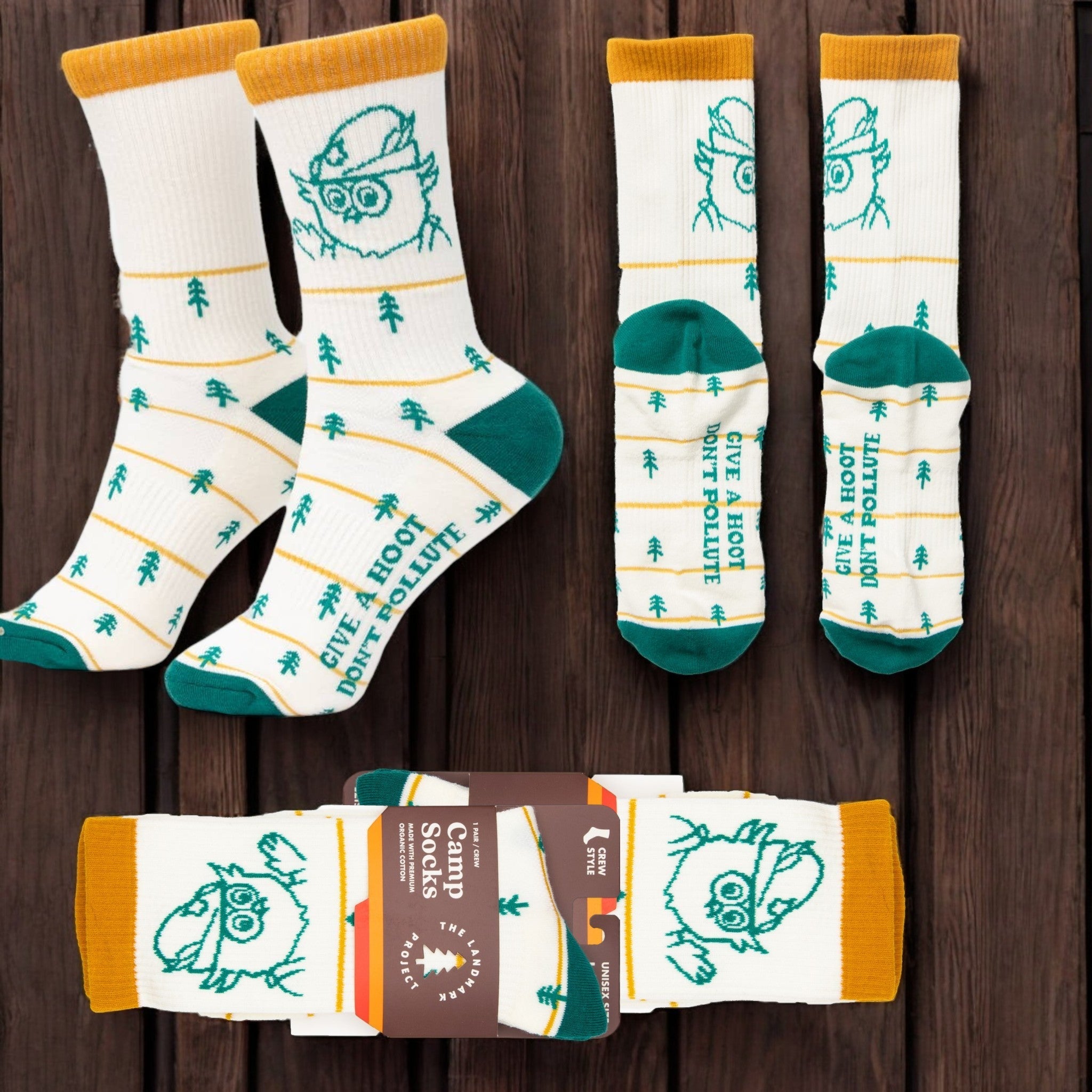 "Give A Hoot" Don't Pollute Woody Owl Unisex Socks