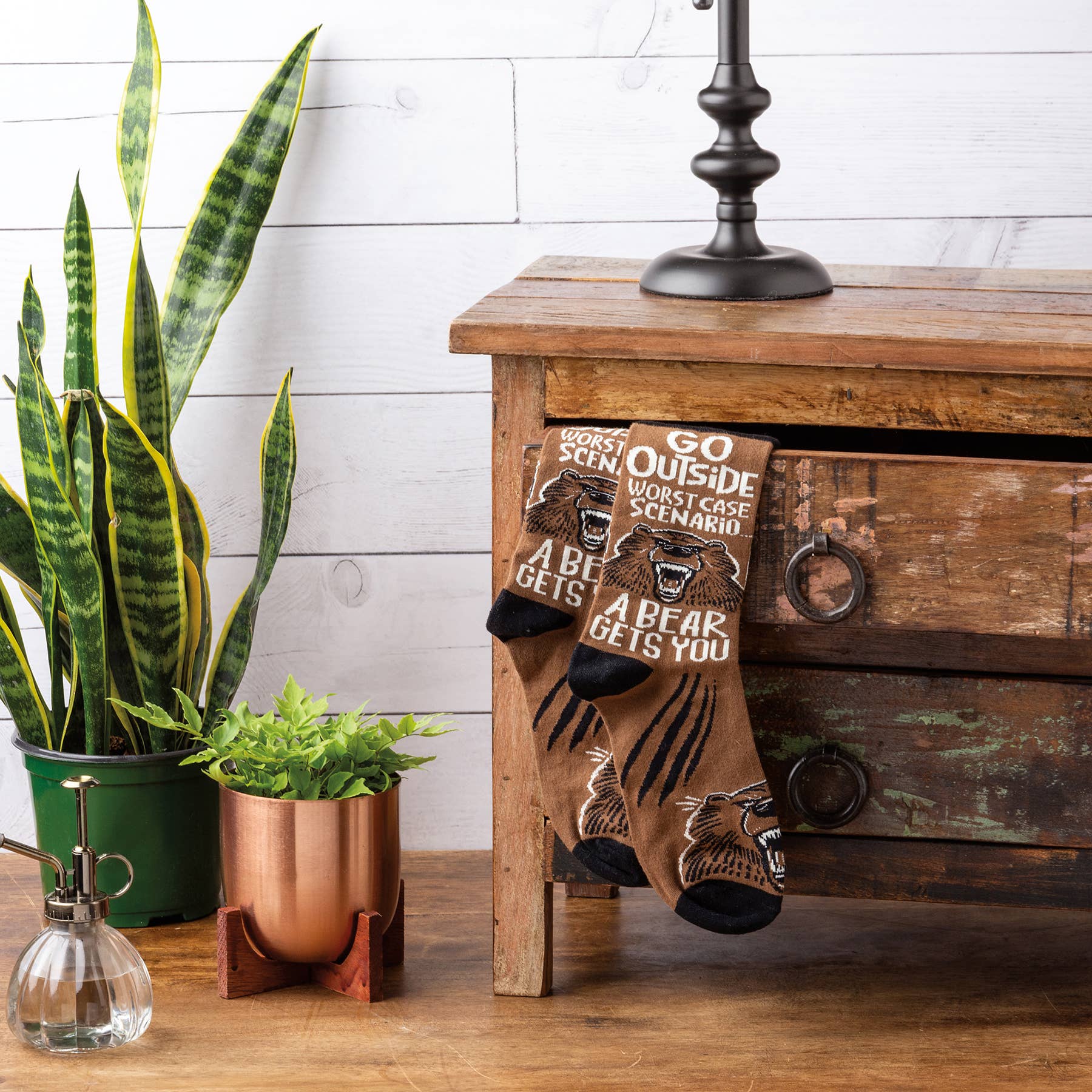 “Go Outside Worst Case Scenario A Bear Gets You” Unisex Socks