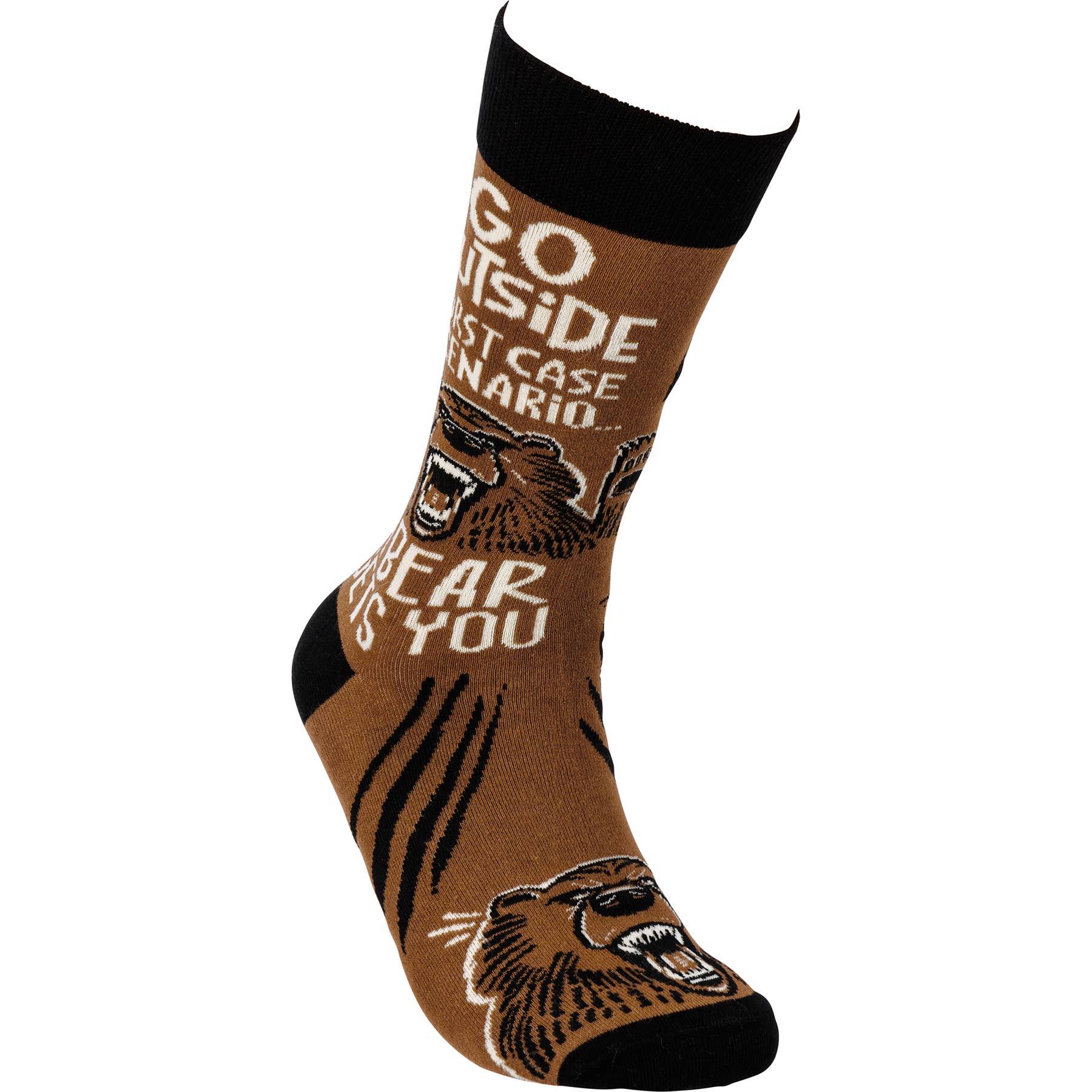 “Go Outside Worst Case Scenario A Bear Gets You” Unisex Socks
