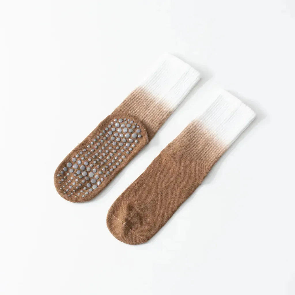 Gradient Dyed Yoga Grip Socks For Stability And Style