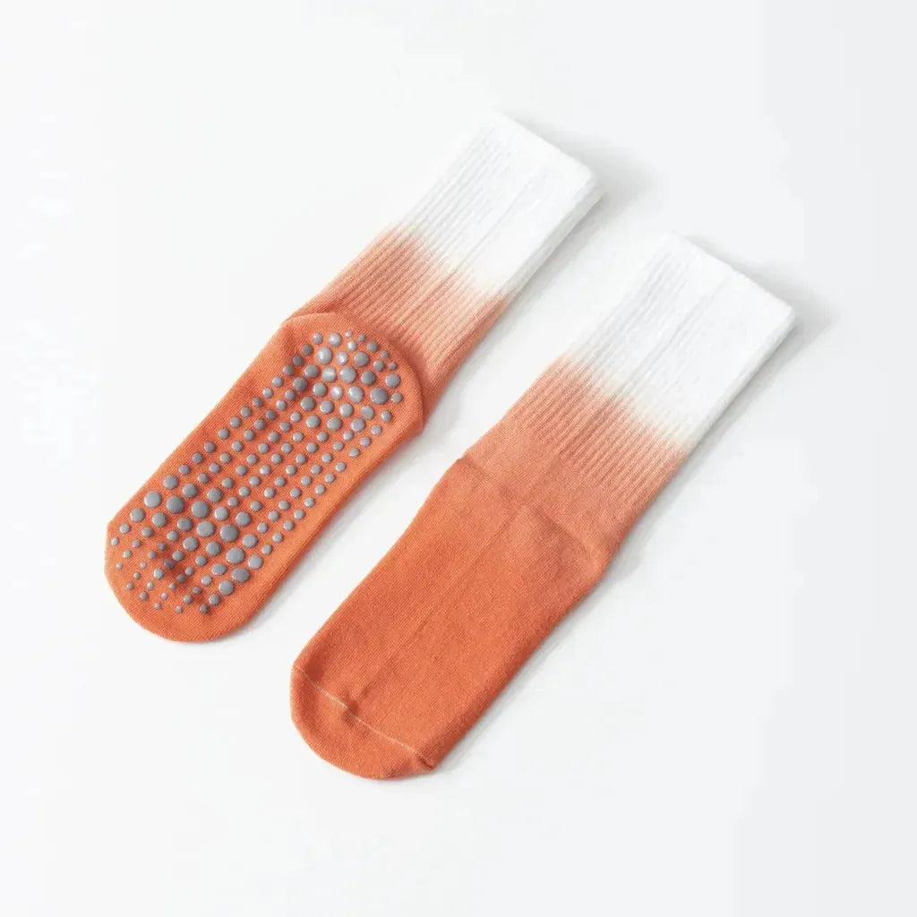 Gradient Dyed Yoga Grip Socks For Stability And Style