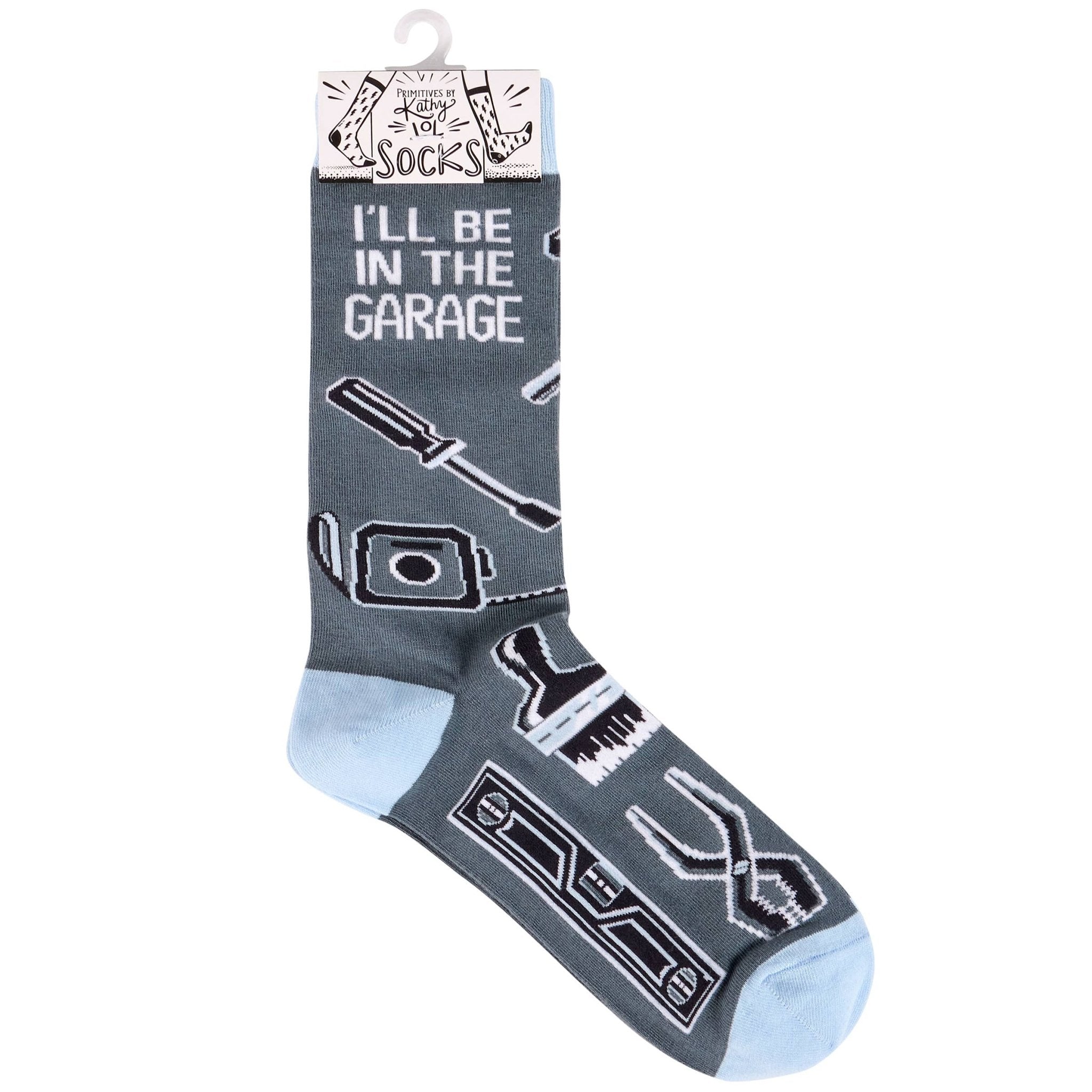 "I'll Be In The Garage" Unisex Socks