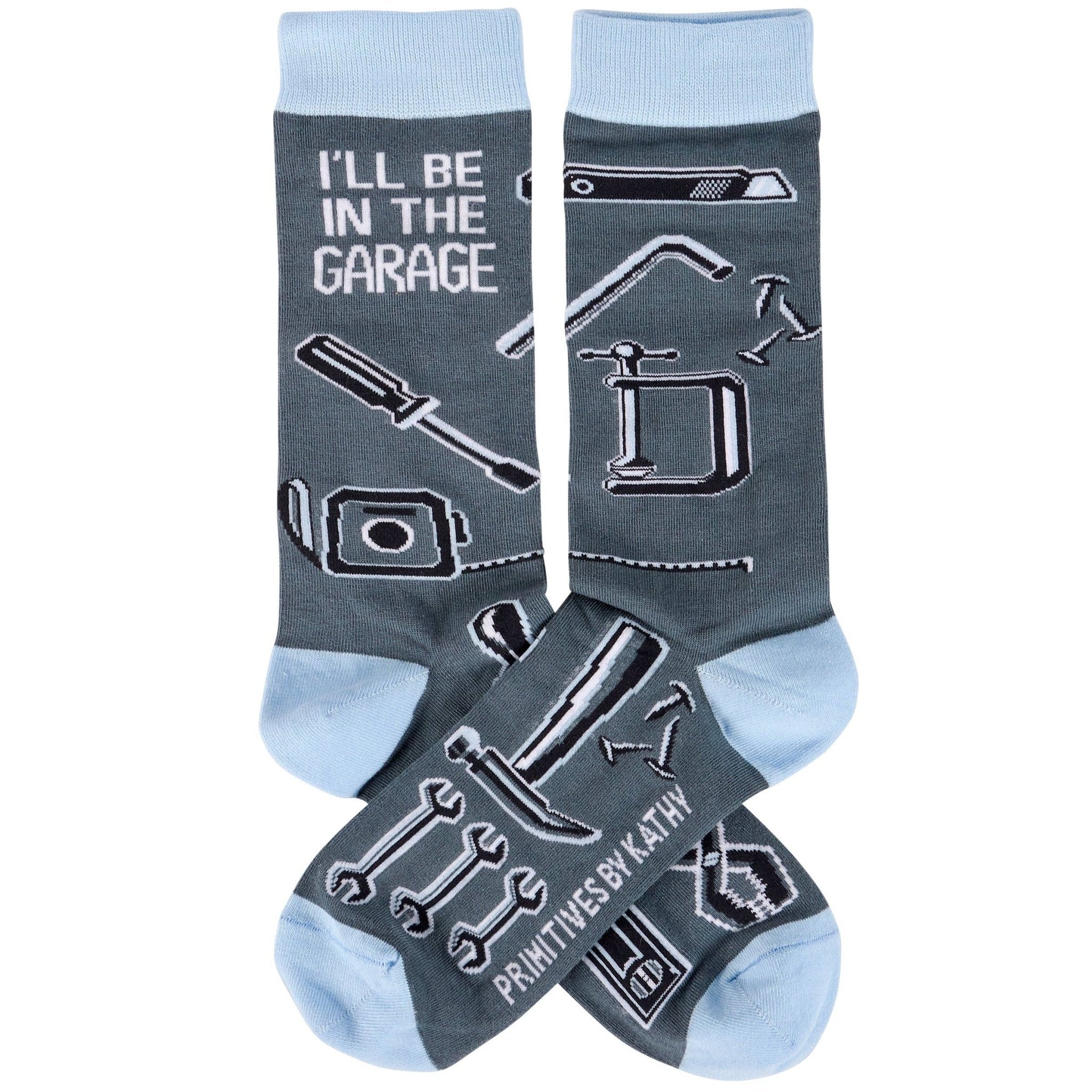 "I'll Be In The Garage" Unisex Socks