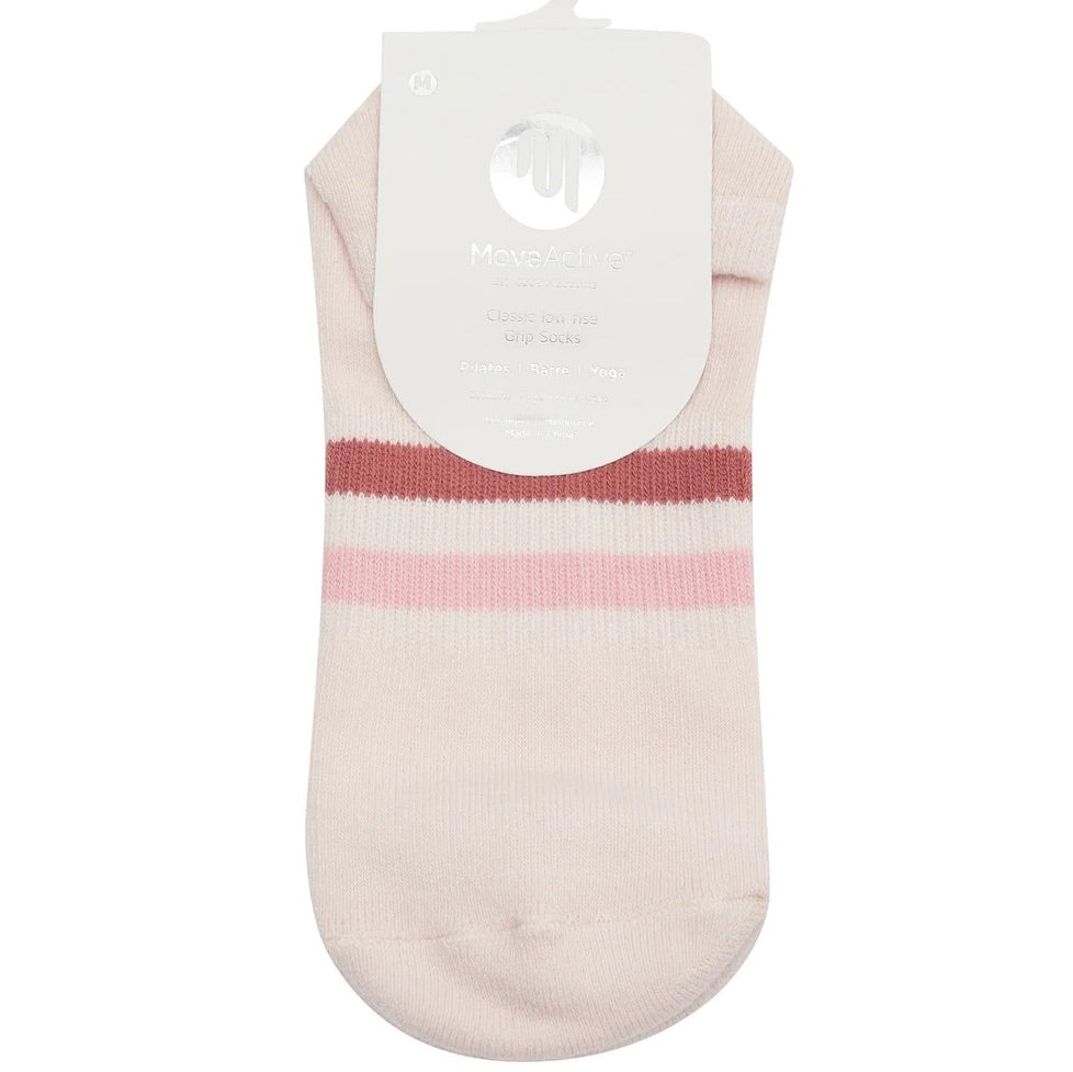 Classic Low Rise Striped Grip Socks - (Barre / Pilates)