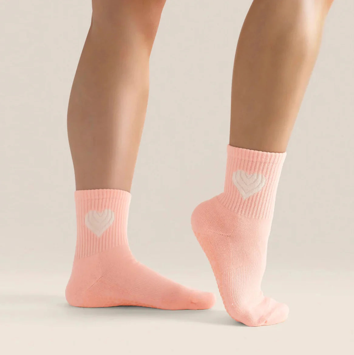 Crew Grip Socks - Strawberry Heart (Barre / Pilates)