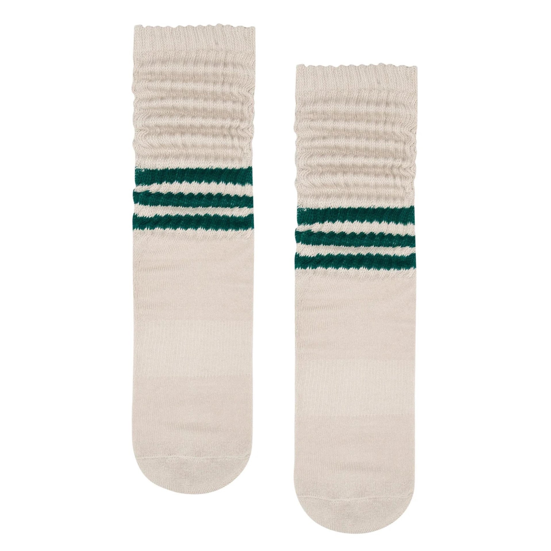 Scrunch Oat Emerald Stripe Grip Socks (Barre / Pilates)