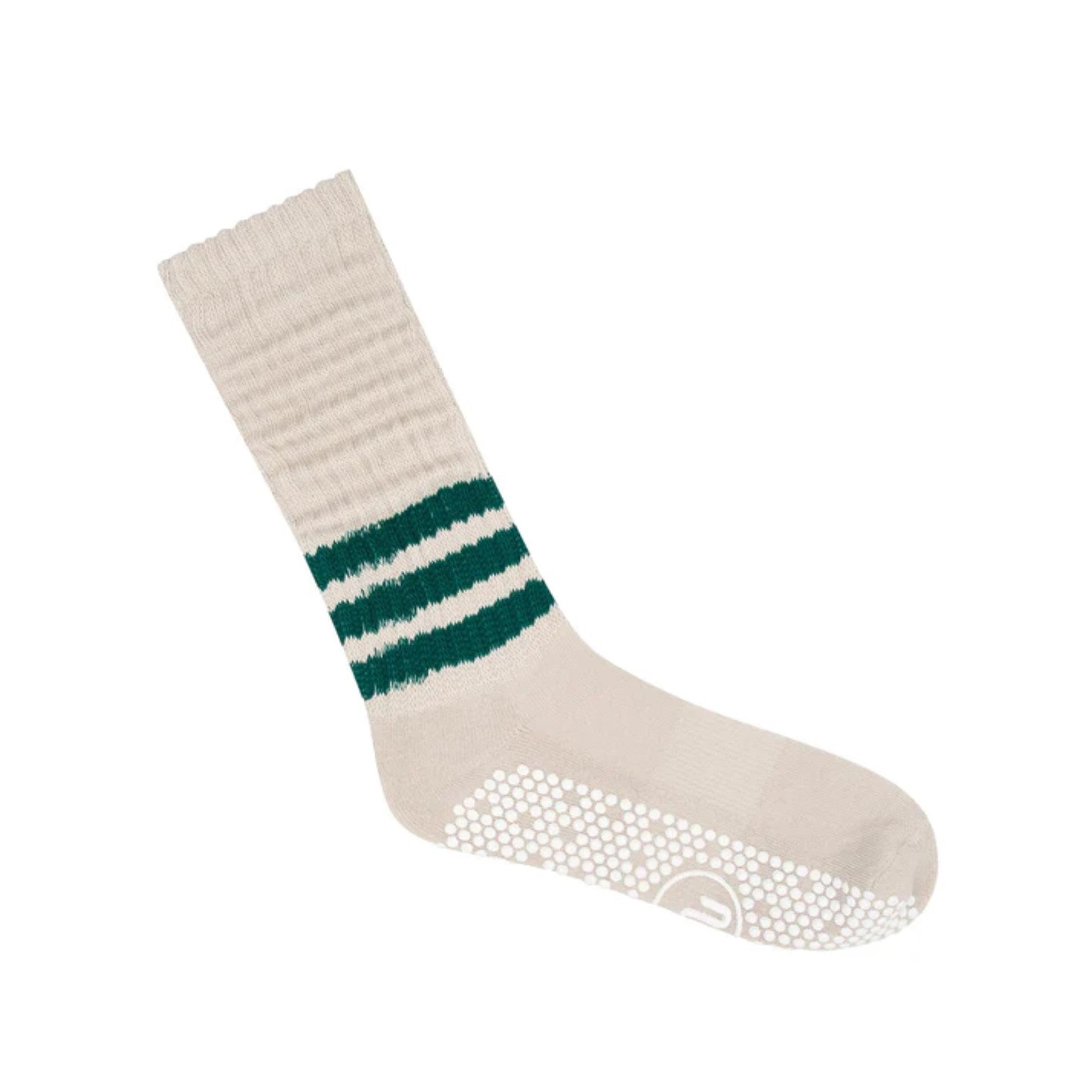 Scrunch Oat Emerald Stripe Grip Socks (Barre / Pilates)