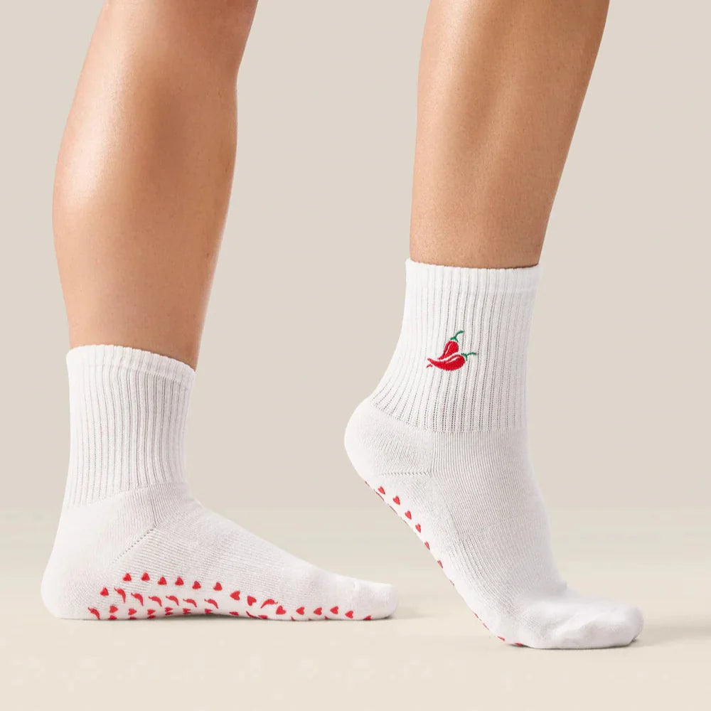 Crew Grip Socks - Chili (Barre / Pilates)