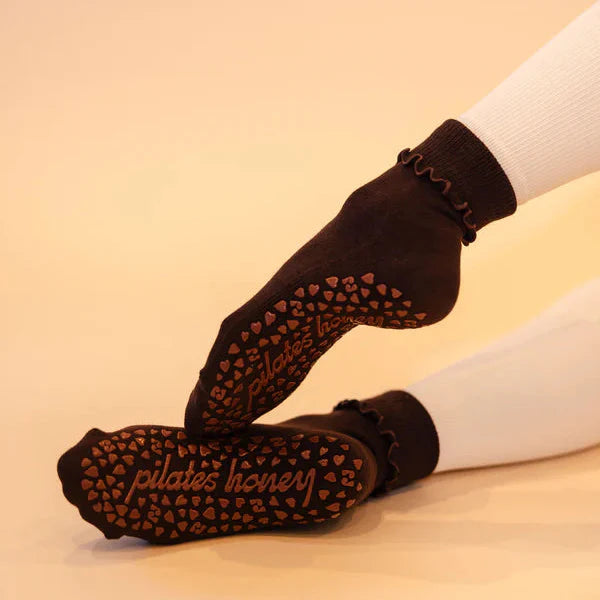 Saddle Up Foldover Crew Grip Socks - Pilates Honey (Barre / Pilates)