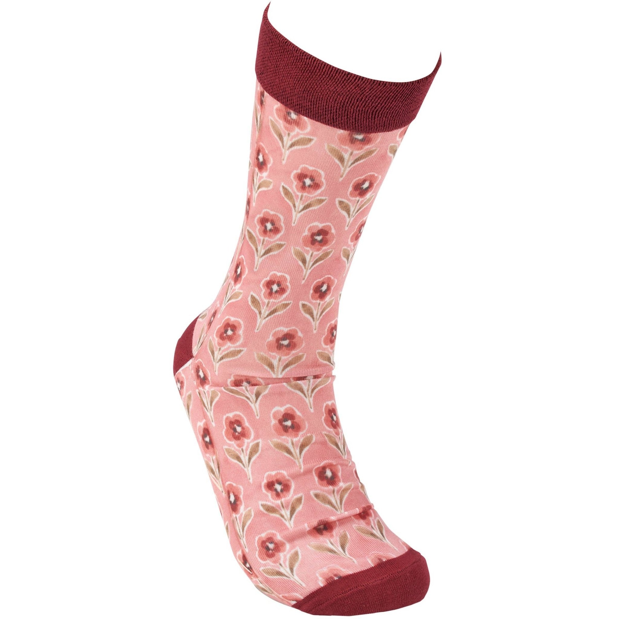 Pink Floral Cozy Socks