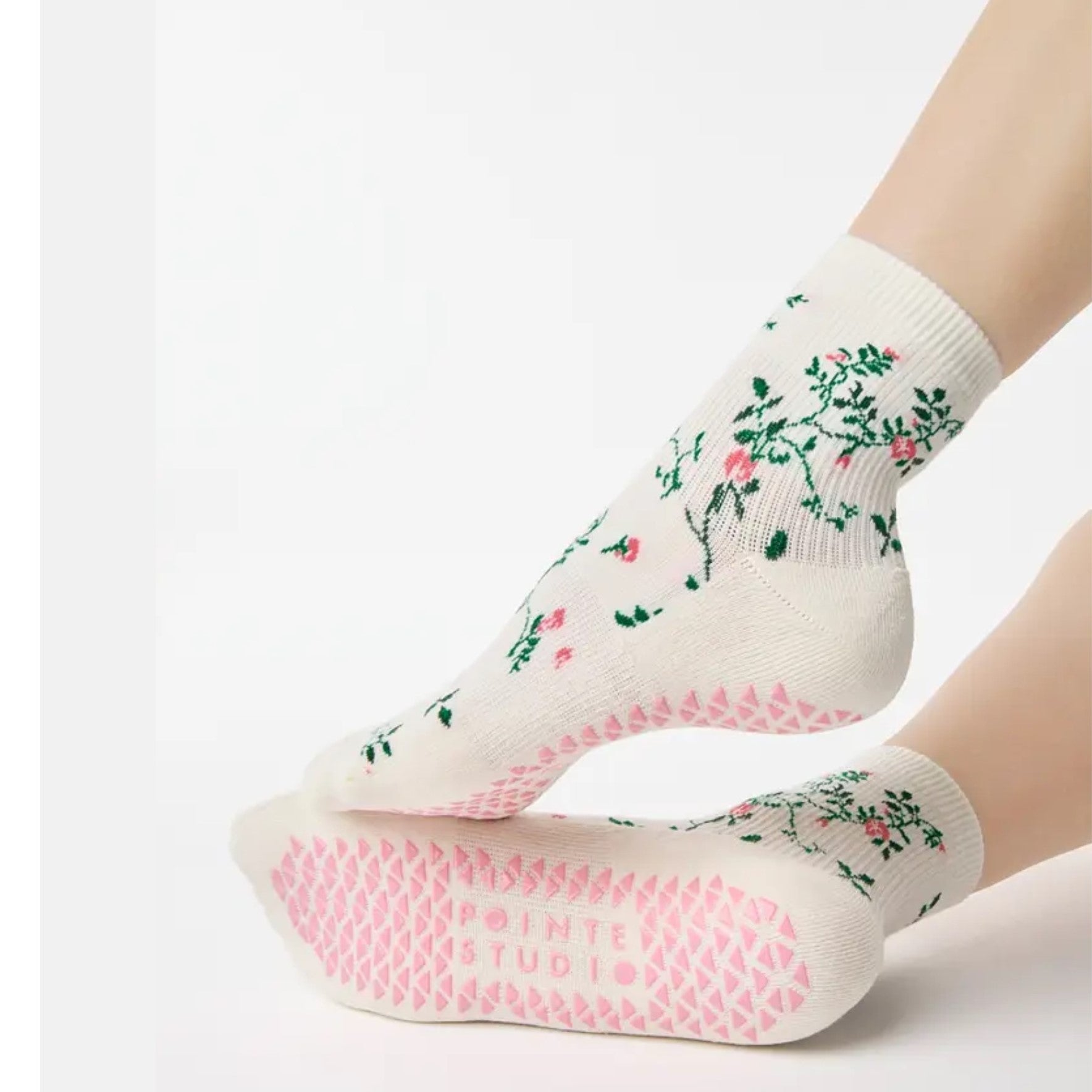 Rose Garden Ankle Grip Socks - (Barre/Pilates)