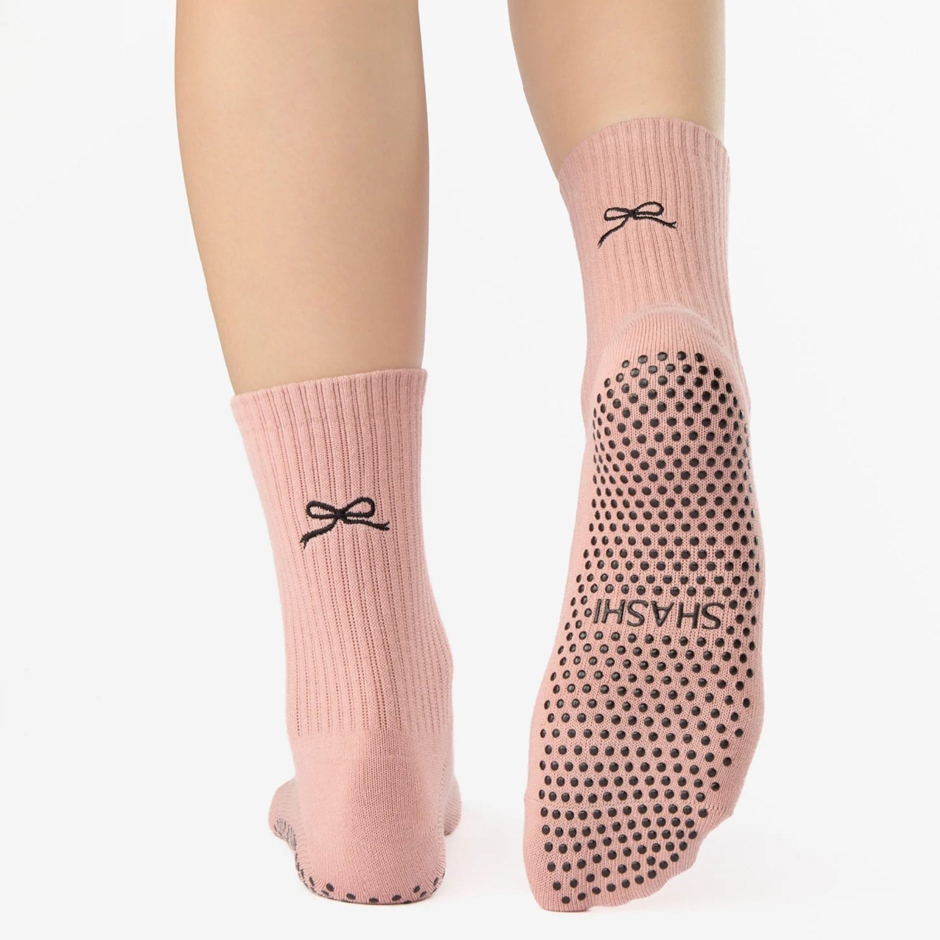 Motif Ankle Crew Grip Socks - Pink  (Barre / Pilates)