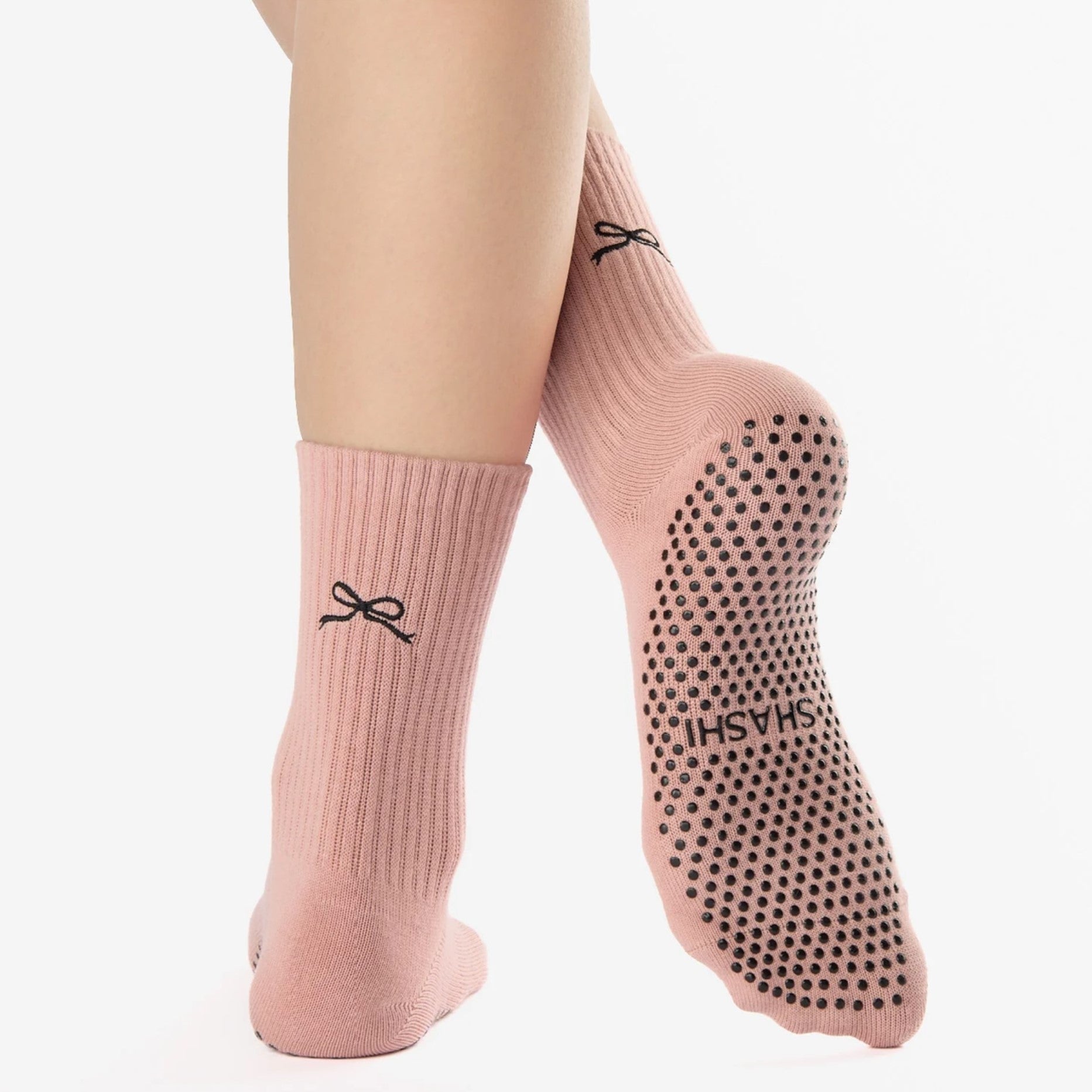 Motif Ankle Crew Grip Socks - Pink  (Barre / Pilates)