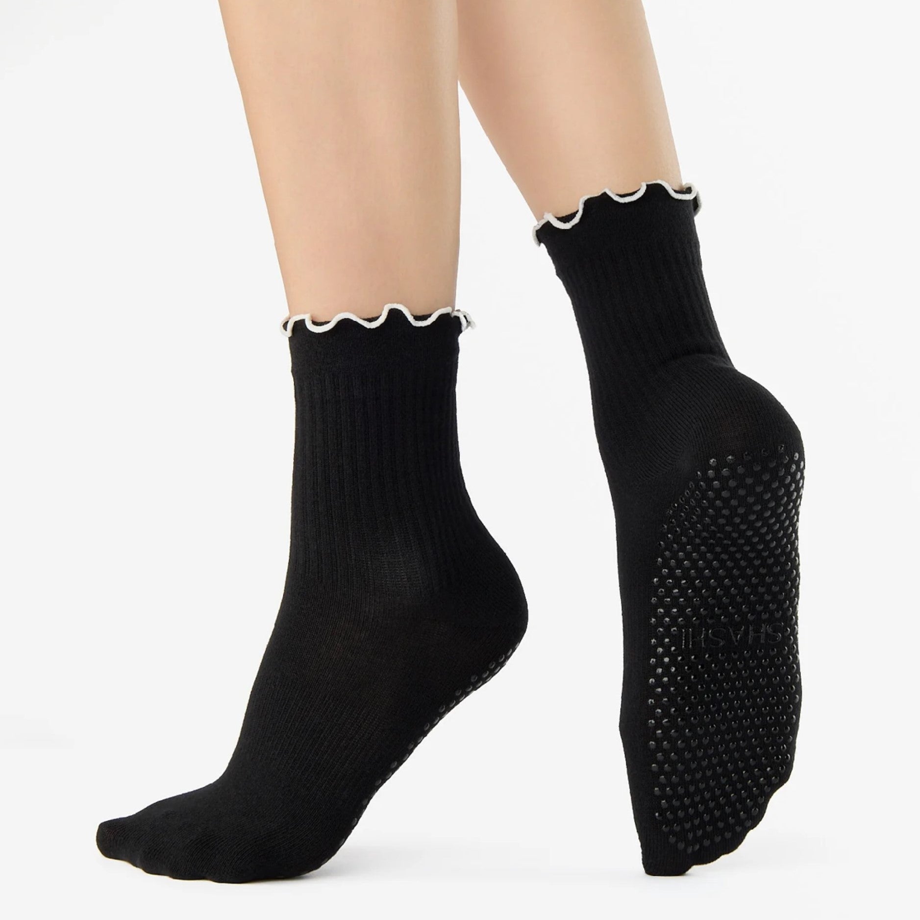 Ruffle Ankle Crew Grip Socks (Barre / Pilates)