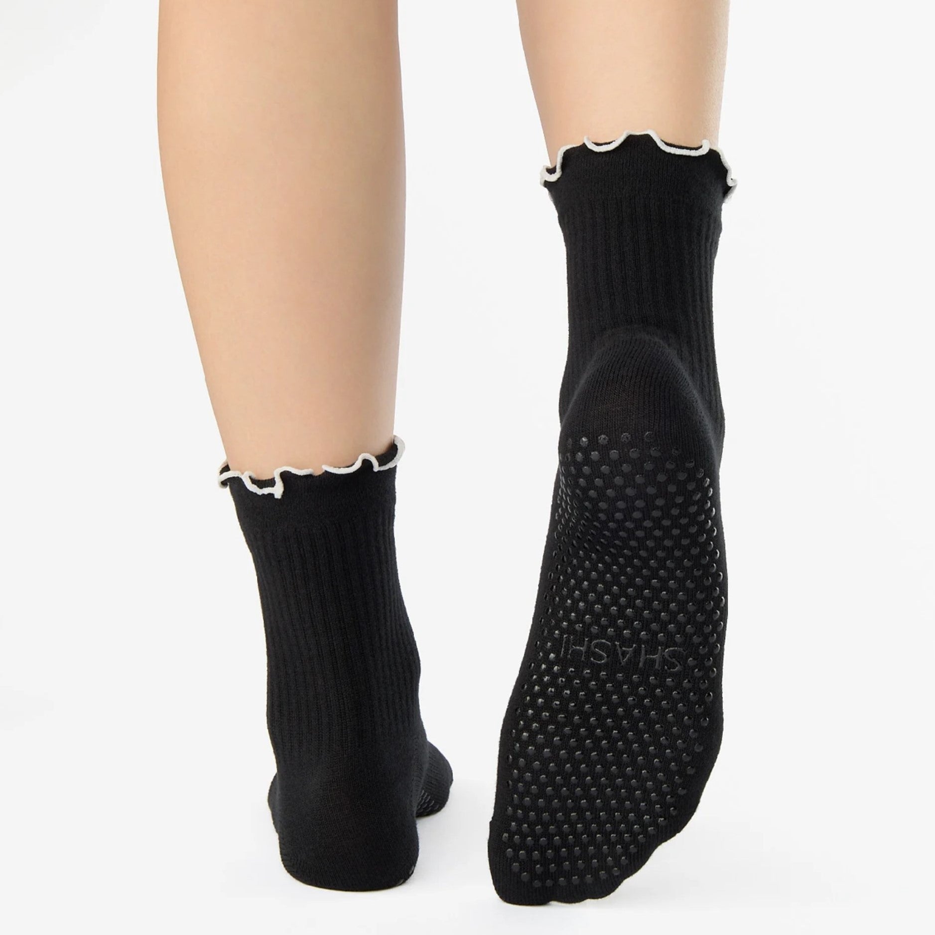 Ruffle Ankle Crew Grip Socks (Barre / Pilates)