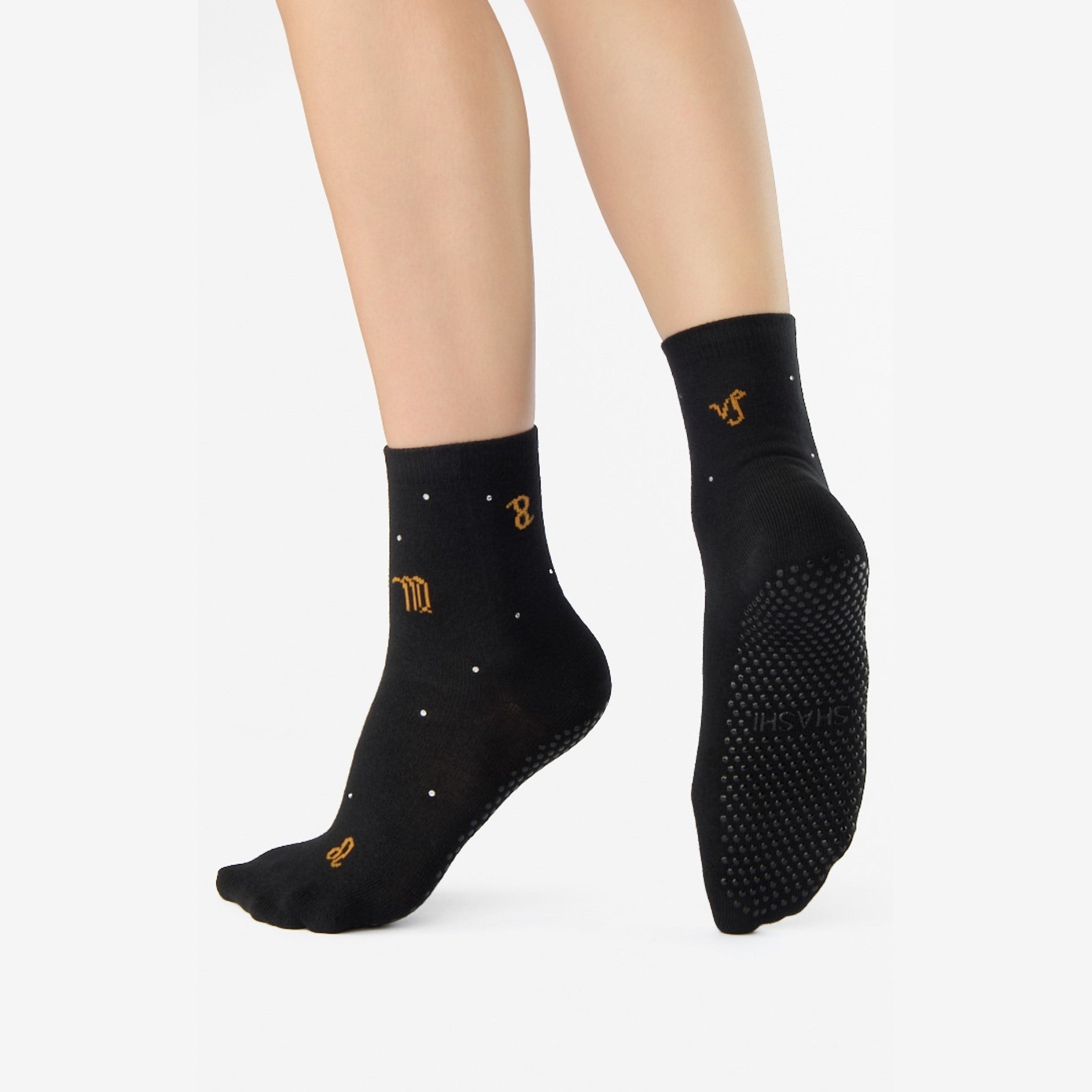 Star Ankle Grip Socks - Black  (Barre / Pilates)