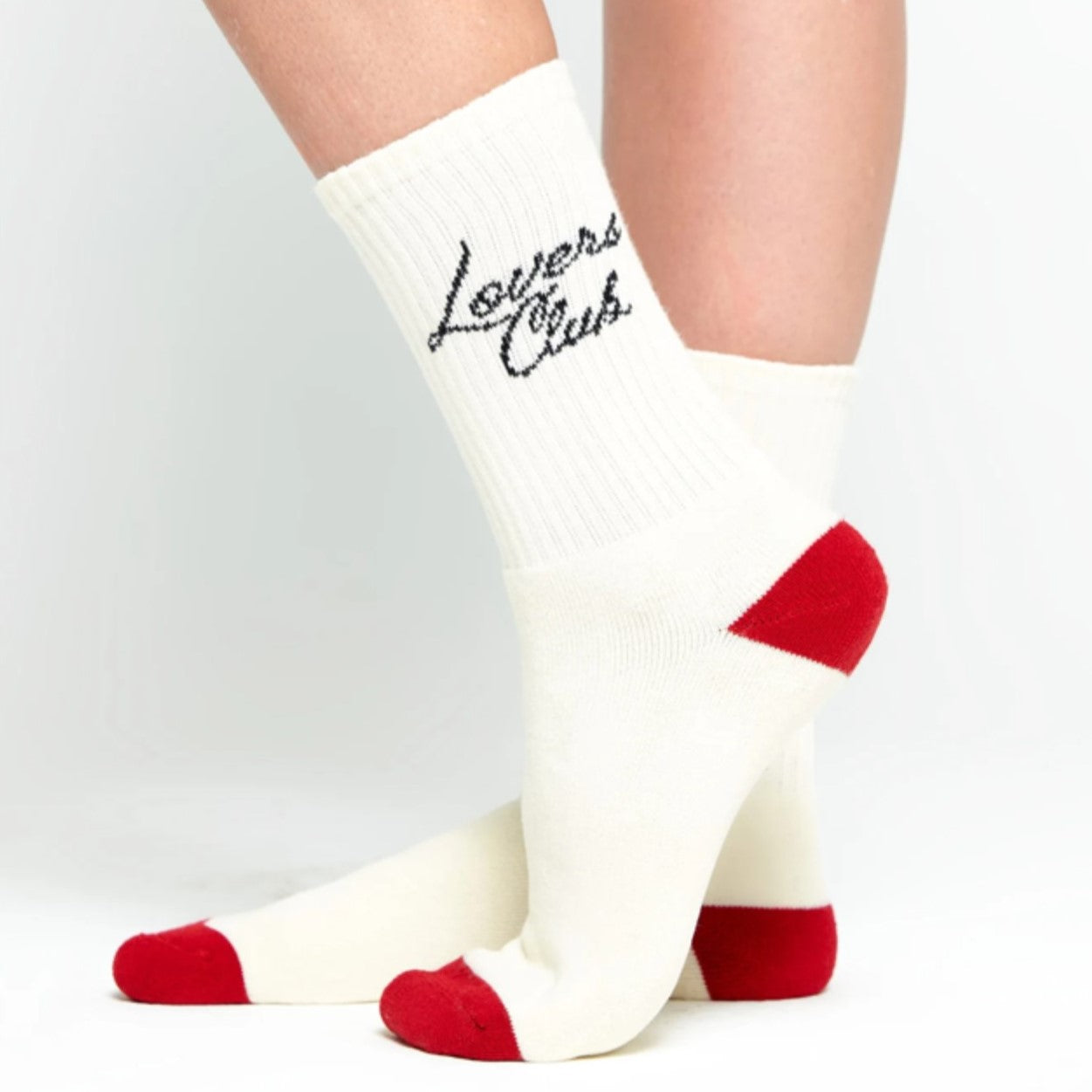 One Love Crew Sock - Black Red Heart (No Grip)