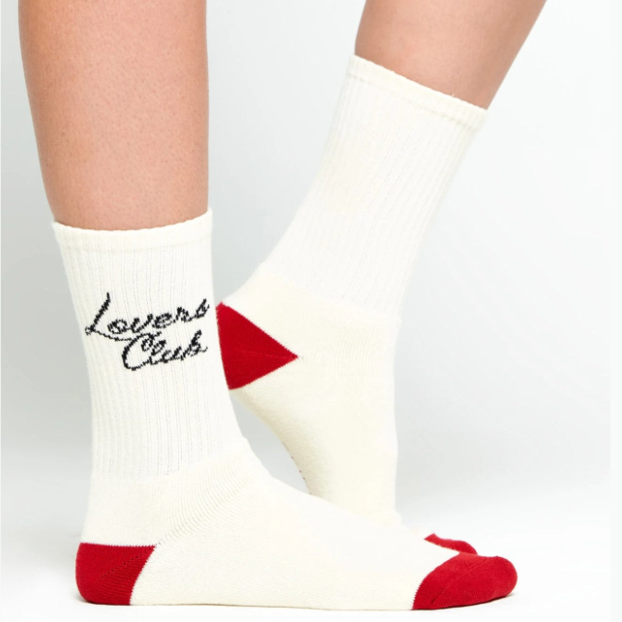 One Love Crew Sock - Black Red Heart (No Grip)