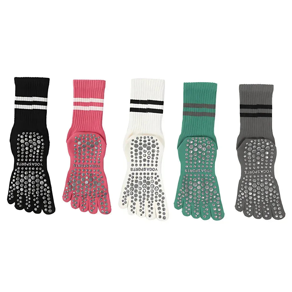Striped Yoga Socks Toes With Non Slip And Breathable Fit