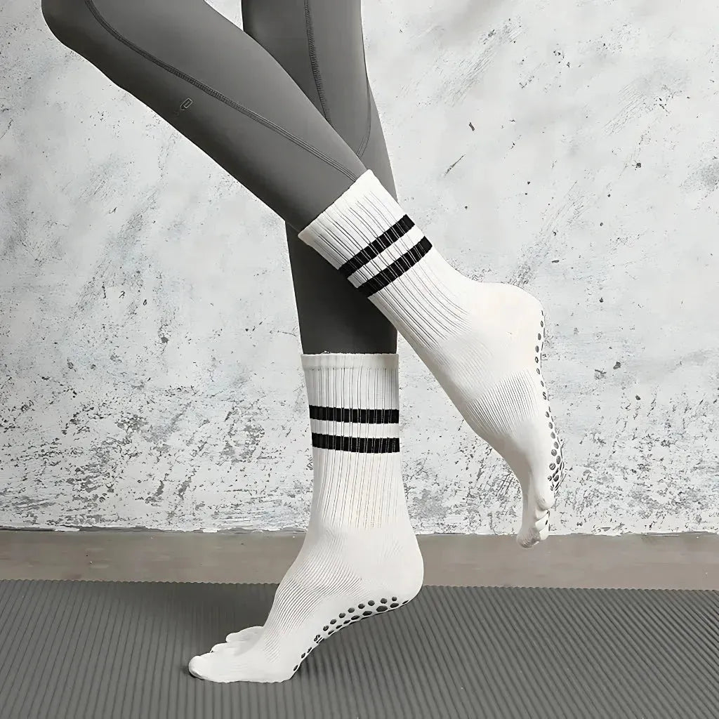 Striped Yoga Socks Toes With Non Slip And Breathable Fit