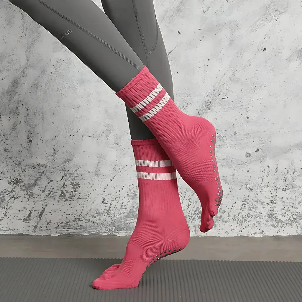 Striped Yoga Socks Toes With Non Slip And Breathable Fit