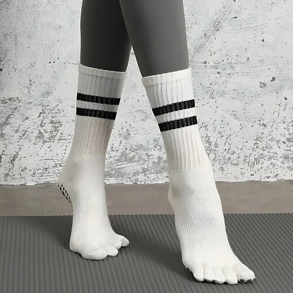 Striped Yoga Socks Toes With Non Slip And Breathable Fit