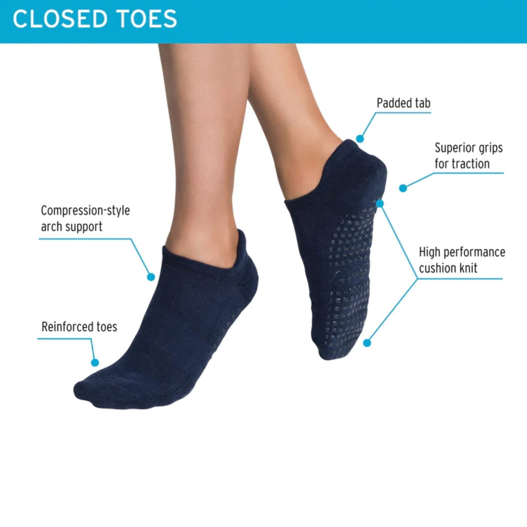 Tab Closed Toe Grip Socks -Wild Power 2 Pack (Barre / Pilates)